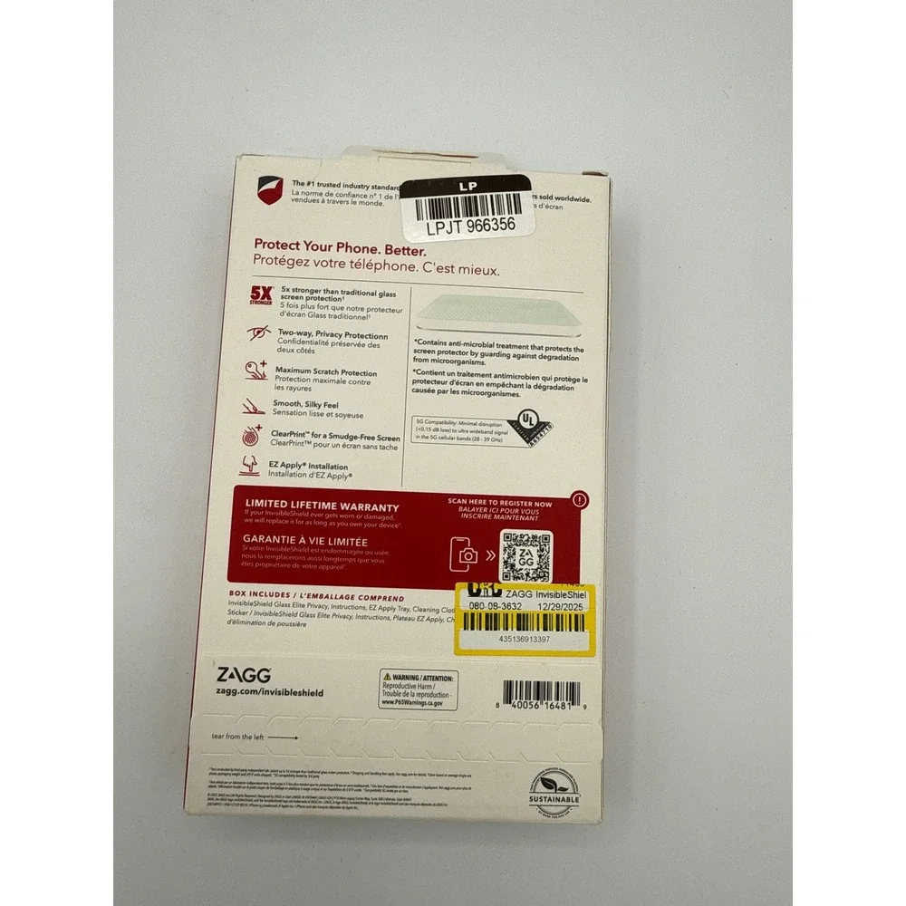 ZAGG Screen Protector iPhone 14 Pro Black New Privacy Glass Elite 5G Compatible